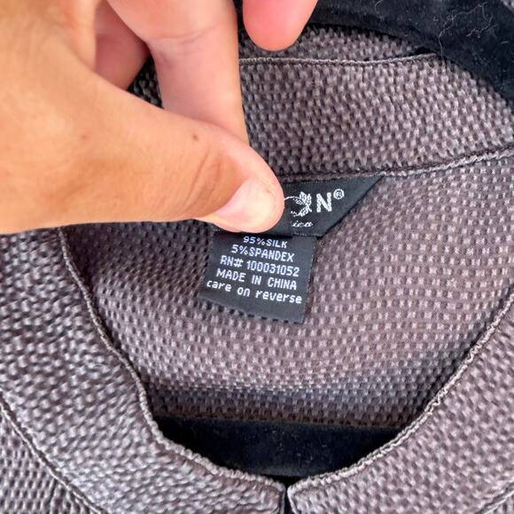 Citron Santa Monica Silk Blend Textured Brown Tunic Blouse 1X XL Top - Picture 8 of 10